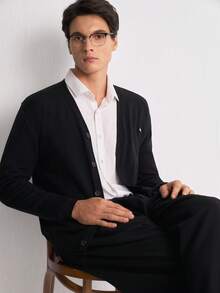 RONVEXI 男士休閒百搭純色開襟羊毛衫 - 彩色 - 查看 7