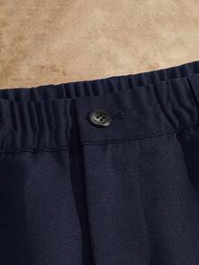 EASEVO Men's Plus Size Solid Color Casual Daily Wear Suit Pants - Navy Blue - View 3