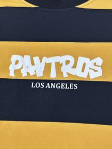 PAVTROS Men's Letter Striped Crew Neck Short Sleeve Casual T-Shirt - Multicolor - View 6