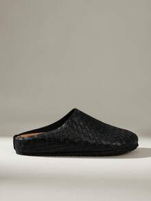 Solecia Retro Checkered Woven, Cork Insole Foot Cover Without Heel, Casual Sandals Bottom Closed Toe Half - Black - View 1