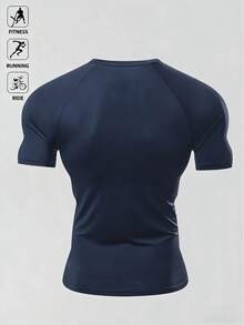 Gym Rark 3件裝純色男士夏季T恤，休閒百搭輕量短袖，舒適運動戶外上衣，健身房適用 - 藏蓝色 - 查看 2