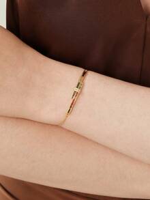 MOTF PREMIUM Bracelet Geometric Oval Color Diamond Women's Gold Simple Accessories European And American Jewelry - Gold - View 2