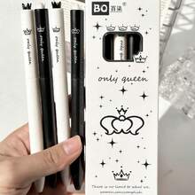 8pcs Shining Crown Rotating Twist Gel Pen, INS Style , 0.5mm Quick Dry Black Ink, Student Writing & Exam Pen - multicolor - View 4