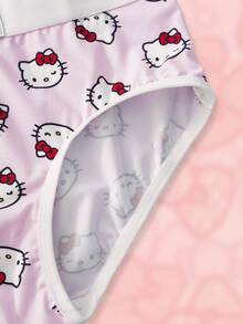 HELLO KITTY AND FRIENDS | SHEIN 女士卡通印花弹力腰休闲三角裤 - 白色 - 查看 5