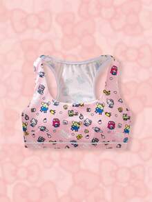 HELLO KITTY AND FRIENDS | SHEIN Tween Girl Cartoon & Letter Print Racerback Underwear Top - Pink - View 1