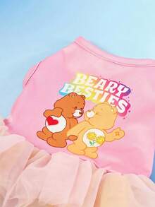 Care Bears X PETSIN 1件小熊寶寶好朋友甜美卡通印花粉色彈性漸層網紗圓領無袖狗狗洋裝，適合貓狗，適用於室內派對或陽光戶外散步 - 彩色 - 查看 9