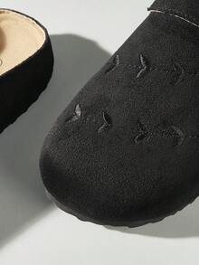 Solecia Women's Shoes Spring And Summer Versatile Wheat Ear Embroidery Adjustable Buckle Round Toe Flat Bottom Soft Suede Closed Toe Slippers Daily Travel - Black - View 5