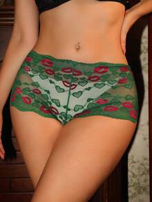 Divavoom 1pc Fashion Lace Women's Boxer Briefs - Green - View 5