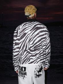 STEELVANCE Men's Casual Jacket, Black And White Zebra Pattern, Zipper Design, Suitable For All Seasons - White - View 2