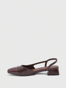 CUCCOO BIZCHIC Women's Pointed Toe Block Heel Colorblock Pumps, Spring/Summer - Chocolate Brown - View 4