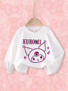 HELLO KITTY AND FRIENDS | SHEIN 女童字母卡通印花長袖休閒衛衣 - 白色 - 查看 1