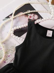 SHEIN Babygirl 可爱粉色针织无袖连体衣（夏季） - 黑色 - 查看 7