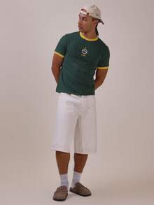 Musero Brazil Muscle Fit Ringer Tshirt Contrast Neck And Sleeve Detail Spring Summer Essentials - Green - View 1