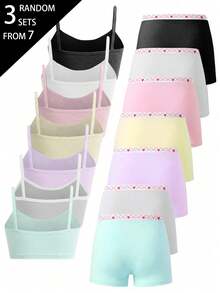 Women's Plus Size Simple Basic Solid Color Letter Contrast Camisole Shorts Underwear Set Back-To-Sch - Multicolor - View 2