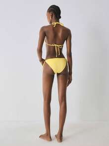 YARNWELL Women's Yellow Spaghetti Strap Two Pieces Swimwear Set - Yellow - View 3