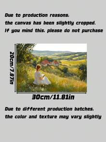 1pc Vintage Canvas Wall Art – Girl Reading In Peaceful Field, Floral Landscape Painting For Living Room Bedroom Dining Room, Unframed - multicolor - View 13