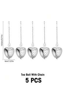 1/2/5/10 Pieces, 14cm * 4 Cm, Stainless Steel Tea Infuser; Black Tea And Flower Tea Strainer; Heart-Shaped Handle Tea Filter/Strainer. - Silver - View 14