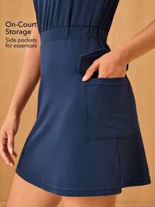 OutZeal Women Active Dress Casual Vacation UV Protection Soft Ribbed Non-Sleeve Dress Summer - Navy Blue - View 4