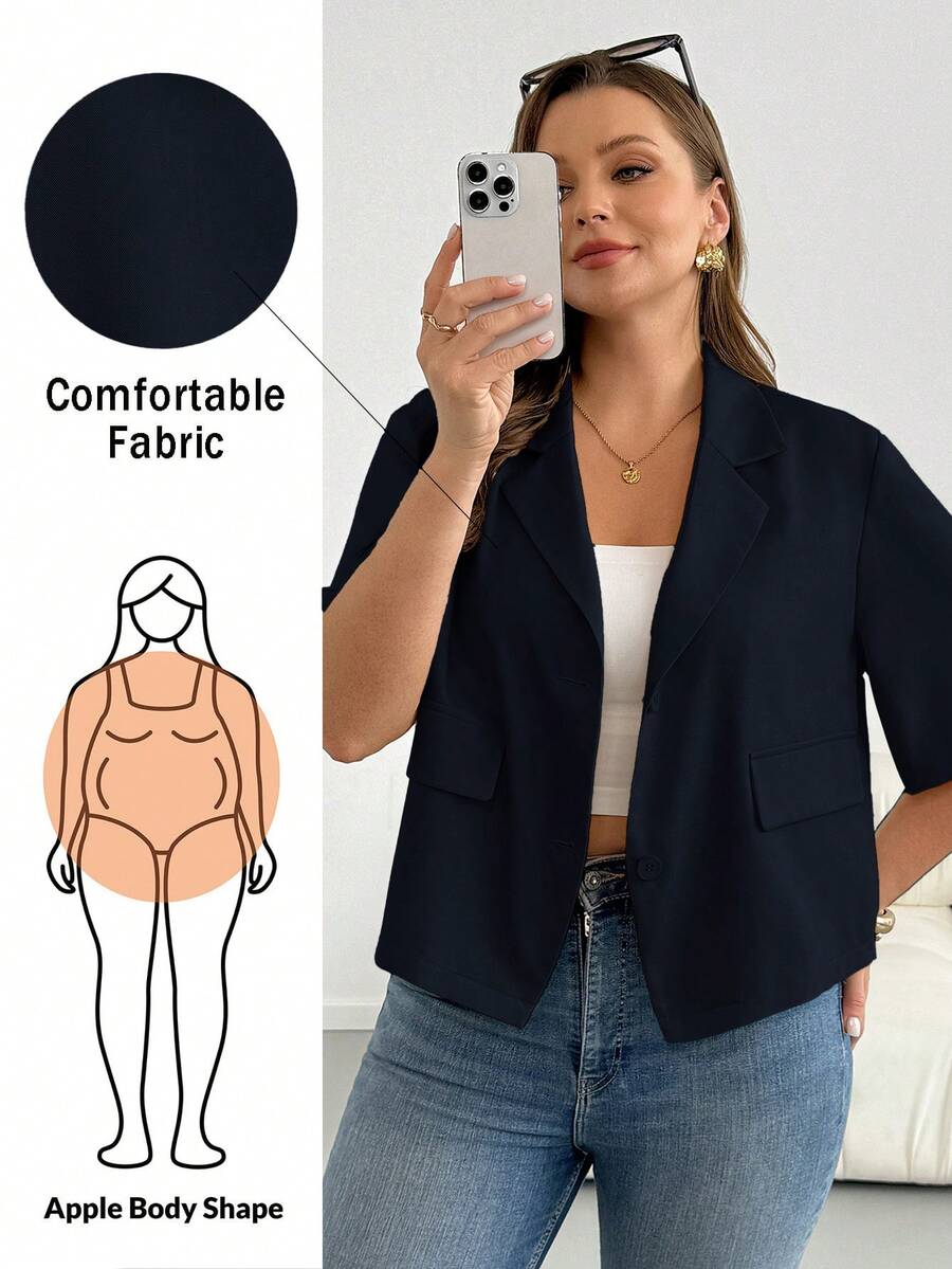 Shapeblank Plus Size Women Solid Color Casual Daily Blazer