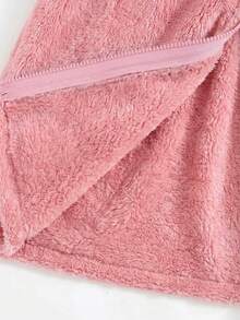 SHEIN 女童長袖前開拉鍊 3D耳朵裝飾可愛連帽秋冬外套 - 粉色 - 查看 9