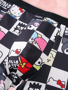 HELLO KITTY AND FRIENDS | SHEIN Men's Letter Pattern Casual Everyday Boxer Briefs - Black and White - View 3