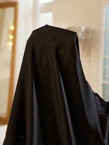 MuseNap CURVE Solid Color Faux Silk Contrast Lace Plus Size Loose Long Nightgown For Women - Black - View 6