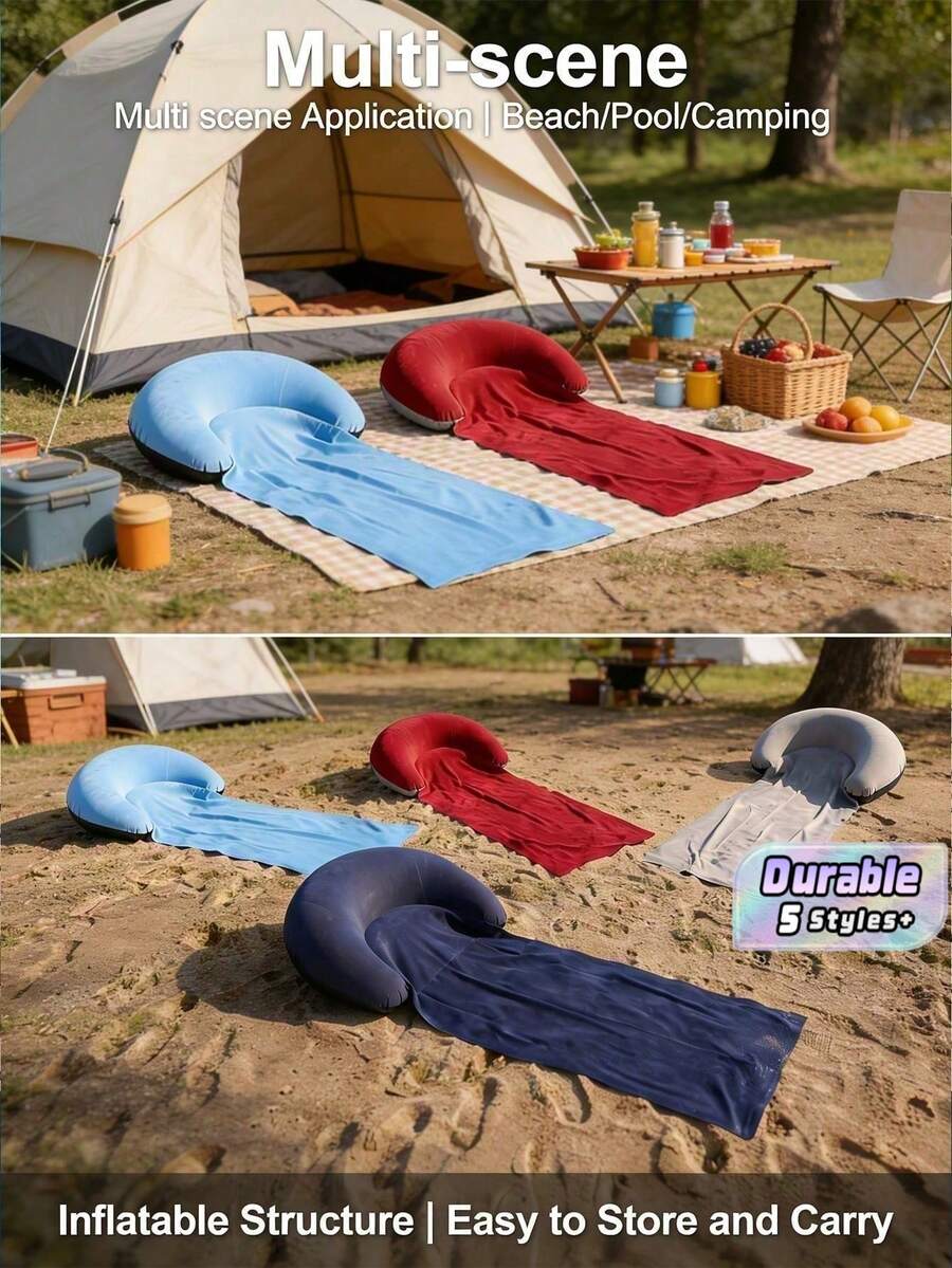 Foldable Inflatable Beach Mat | Lightweight, Portable & Waterproof | Essential For Camping, Picnics, Pool & Outdoor Gatherings. - 1PC - View 1