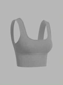 SHEIN Velisys 2件組基礎款內衣/深灰色+淺灰色/健身/瑜伽 - 彩色 - 查看 4