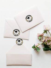 48pcs Graduation-Themed Stickers, Graduation Cap And Certificate Decorations, Gift Wrapping Envelope Stickers, Commemorative Stickers Suitable For Journals, Notebooks, And Photo Albums To Record Graduation Moments. - multicolor - View 5