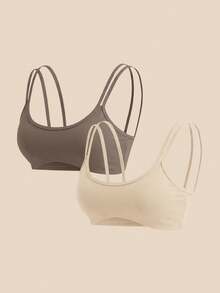 SHEIN Cheerettes 女款素色日常健身舒適運動內衣 - 彩色 - 查看 3