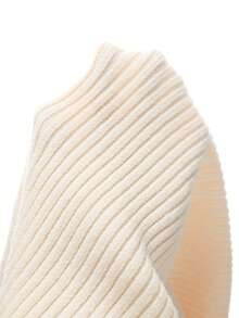 SHEIN Franclia Women's Elegant Summer Casual Holiday Knit Top,Cream White Half-Open Collar Short-Sleeved Ribbed Fitted Top For Business Occasion,Work Outfits Blouse - Beige - View 7