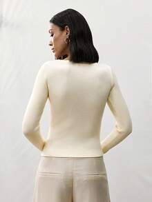 MERLEAU-F Damen Modern Lässig Französisch Elegant 2 In 1 Strick Creme Weiß Top Büro Herbst,Arbeitsoutfits für Frauen,Büro Lässig,Lehrer Arbeits Tops - Beige - Übersicht 2