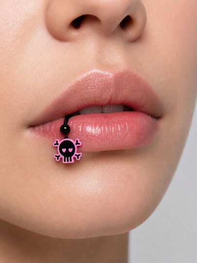 ROMWE 1 Lady Sweet Cool Babe Koyu Rüzgar Siyah Pembe Kurukafa Dudak