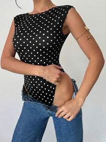 Firerie 女款波點露背修身百搭日常穿著連身衣 - 黑色 - 查看 5