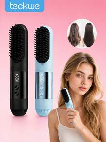 Teckwe New USB-C Charging Straightening Brush, 20S Rapid Heat-Up, Temperature-Controlled And Heat-Resistant Design, Ceramic Hair Protection Layer, Smooth Styling With One Stroke, Suitable For Various Home And Travel Scenarios, 2600 MAh. - Multicolor - View 2