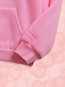 HELLO KITTY AND FRIENDS | SHEIN Tween Girl Cute Loose Fit Pink Sweatshirt With Cartoon Bow Print For Fall And Winter - Pink - View 6