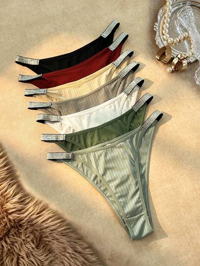 Bare Chapter Comfortable Casual Silver Trim Plus Size Panties 7-Piece Set