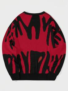 EURMUSE Men Graphic Pattern Sweater - Red - View 2