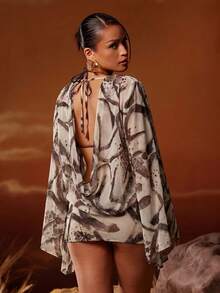 Hauture Print Fluid Silhouette Cover-Up Dress - Multicolor - View 2