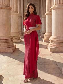 Coutiva Vestido de noche formal (muy adornado) - Rojo - Ver 1