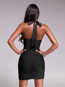 Nuvra Bandage Sexy Dress, Waist-Cinching Short Style, Height-Enhancing, Proportion-Flattering, Party Favorite - Black - View 2