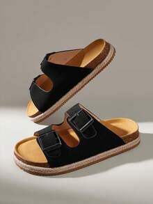 Solecia Ladies Summer Round Toe Platform Belt Buckle Decorative Fashion Sandals - Black - View 11