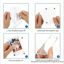 Acrylic Refrigerator Magnetic Photo Frame, Transparent Double-Sided Magnet Frame For 2.36 X 3.54 Inch Photos - White - View 8