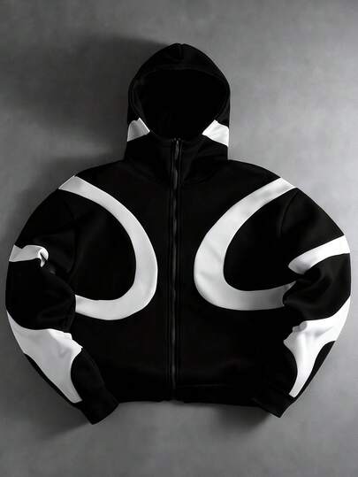 Manfinity Homme Men's Young Patchwork Colorblock Plus Size Hoodie
