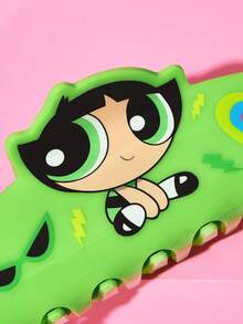 THE POWERPUFF GIRLS X SHEIN 時尚可愛卡通髮夾，適合女孩與女士，居家、洗浴、美容護理、髮型造型完美適用 - 綠色 - 查看 3