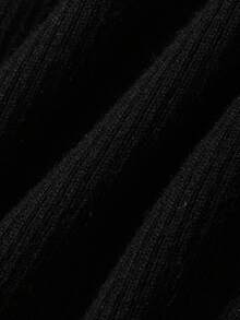 Dazy Plus Solid Color Fitted Casual Versatile Spring Autumn Winter Black Long Sleeve Pullover Sweater - Black - View 3