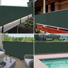 Deep Green Balcony Privacy Fence Screen, Windproof Sunshade Net, Suitable For Terrace, Yard, Backyard, Outdoor Pool, Porch, Railing - Dark Green - View 3