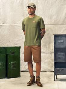 Norleigh Men's Summer Casual Street Solid Color Multi-Pocket Cargo Shorts - Coffee Brown - View 8