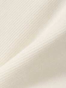 GlowEve Slouchy Elegant Semi-High Neck Batwing Sleeve Asymmetrical Slimming Knit Top Office Work Tea Party Brunch Off-White Fall - Apricot - View 3