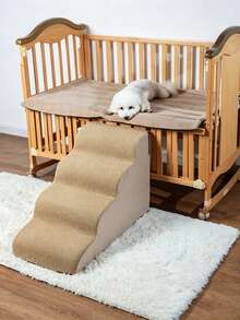 1 Pet Stair, Dog And Cat Climbing Ladder, Bed And Sofa Slope, Large And Medium-Sized Dogs And Cats Available, Suitable For Joint Pain Injuries And Elderly Dogs And Cats, Wear-Resistant And Durable, Removable And Washable, Universal In All Seasons. - Beige - View 3
